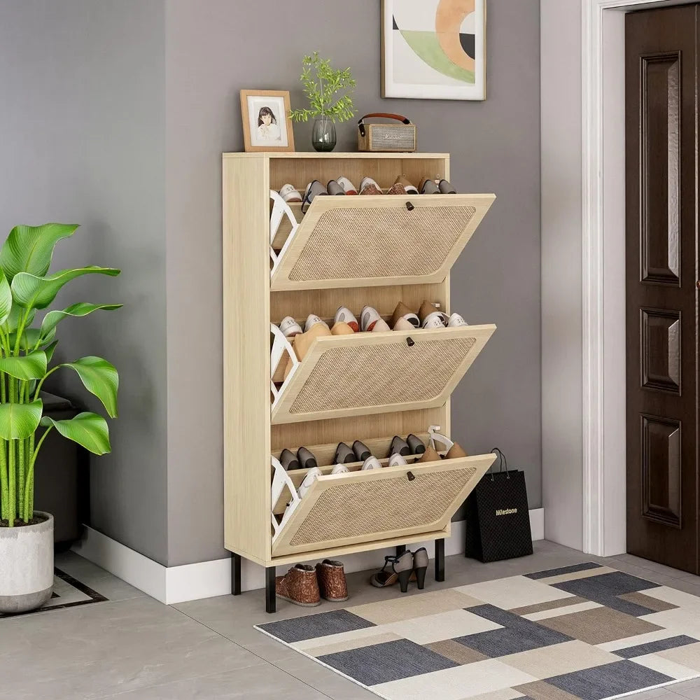 NaturaRattan 3-Tier Shoe Cabinet
