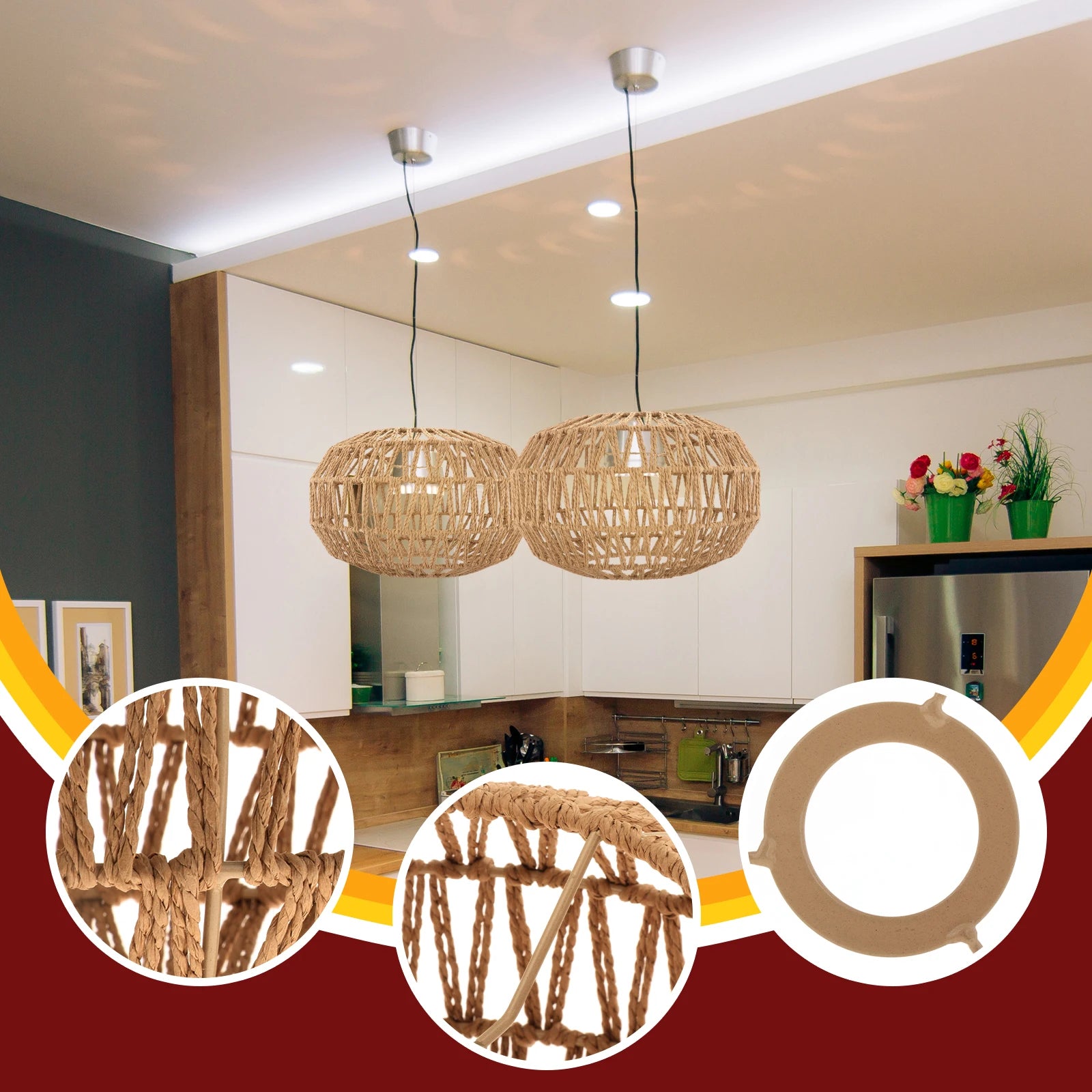 Boho Woven Pendant Lamp Shade