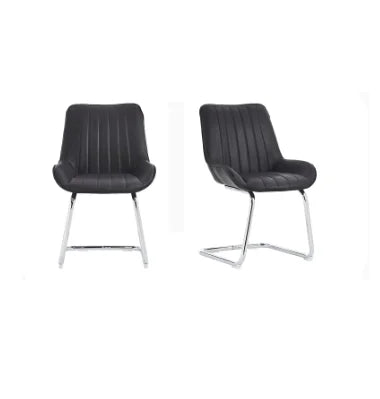 Black Iron Dining Chairs Set of 2 - Comfortable Foam Cushioned Office Chairs