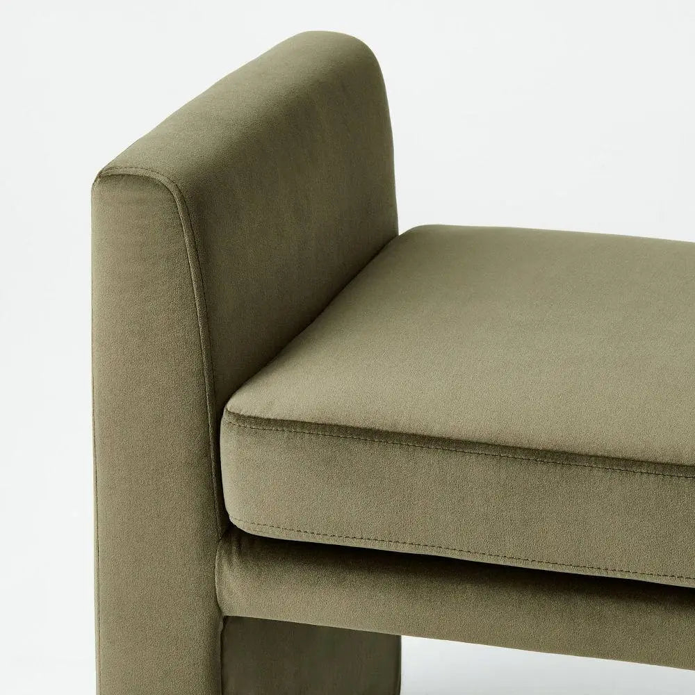 Vernon olivgrön sammetsottoman