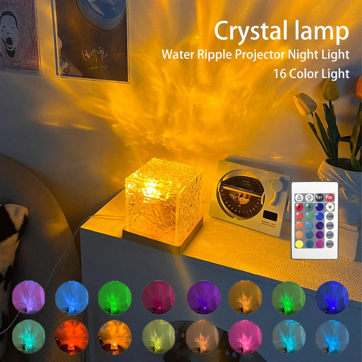 AquaGlow Dynamic Water Ripple Projector Night Light