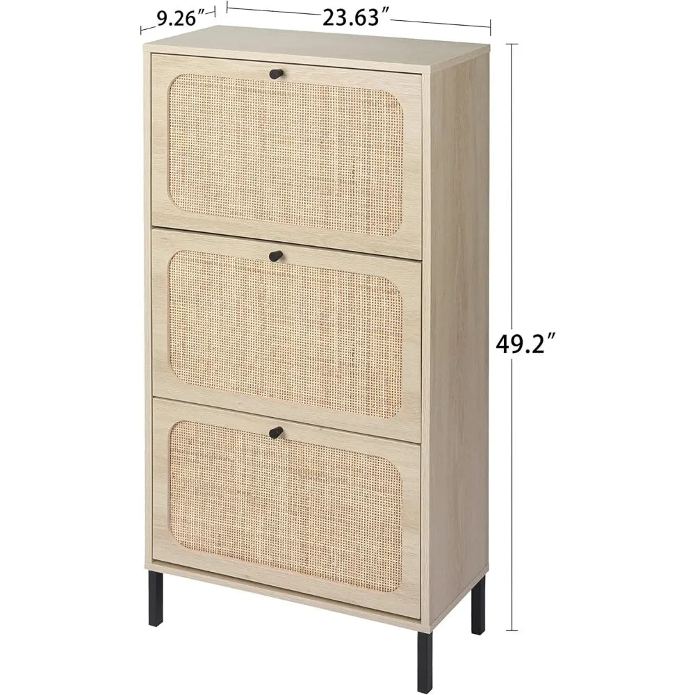 NaturaRattan 3-Tier Shoe Cabinet