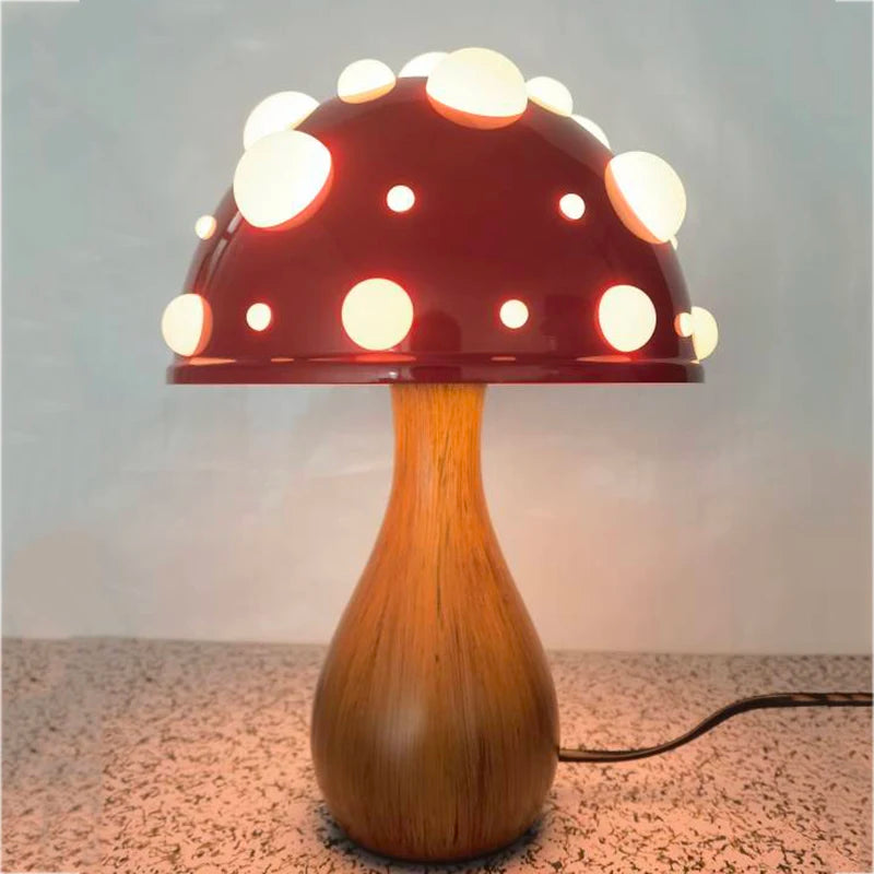 SkandiShop Mushroom Lamp with LED Tricolored Bulb AC or USB Warm Light Biomimetic