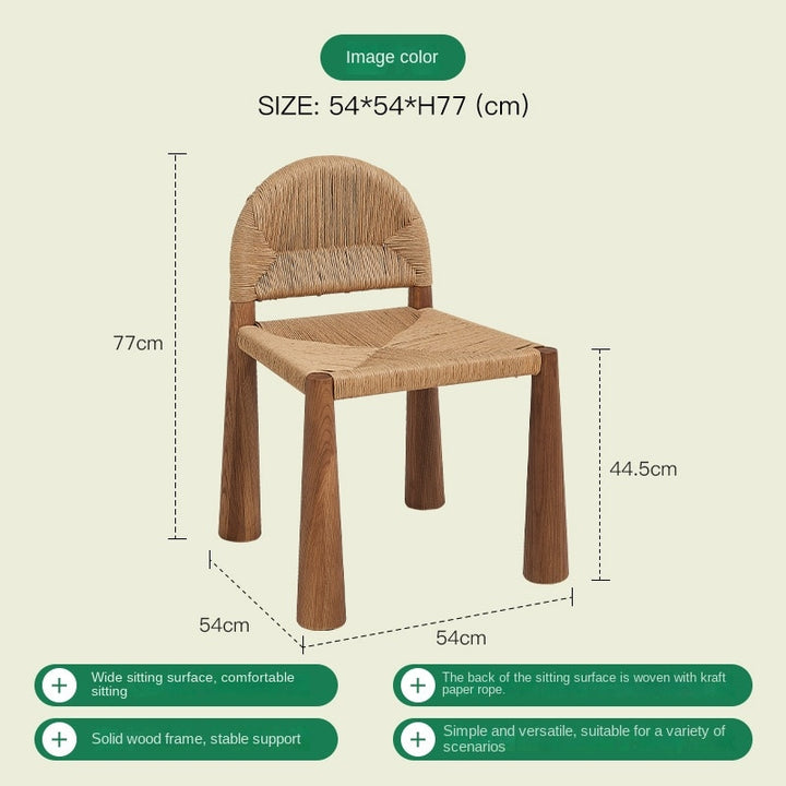 SkandiShop Household Japanese Style Solid Wood Dining Chair R