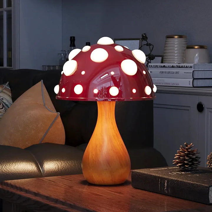 SkandiShop Mushroom Lamp with LED Tricolored Bulb AC or USB Warm Light Biomimetic