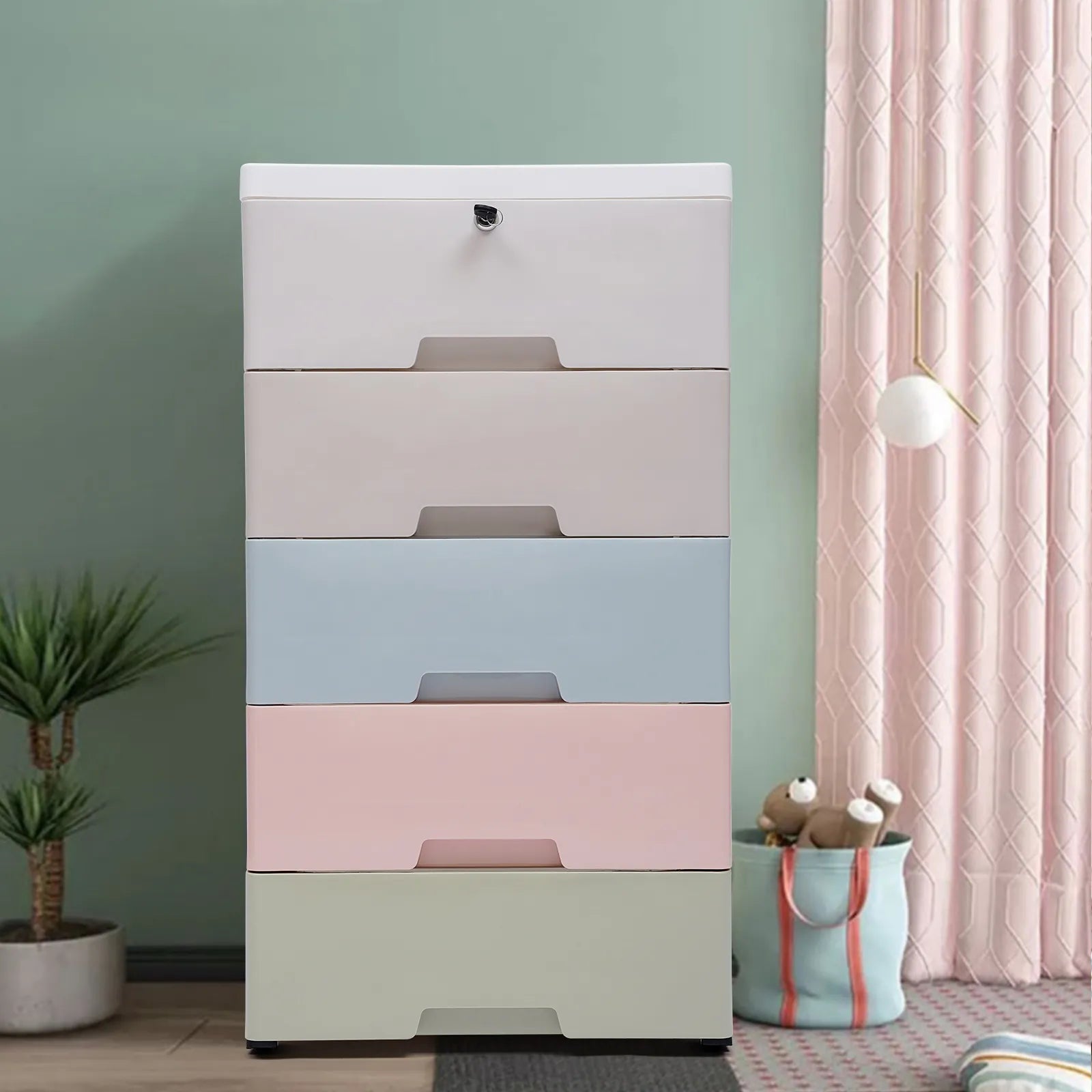 SkandiShop Tattari -  Plastic Drawers Dresser Storage Cabinet