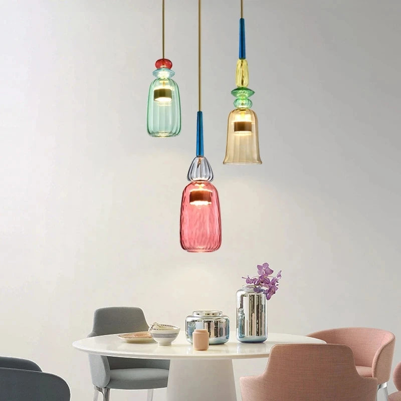 Colorful Glass LED Pendant Lights