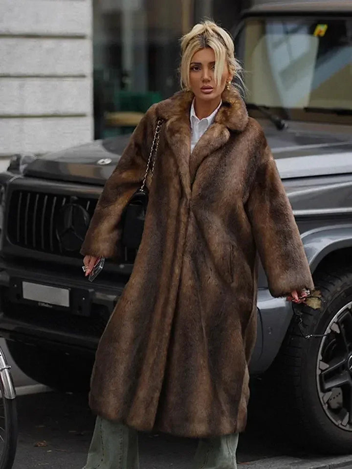 Luxe Dark Brown Faux Fur Trench Coat