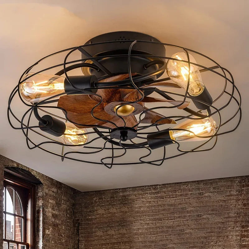 Creative Caged Ceiling Fan with Light