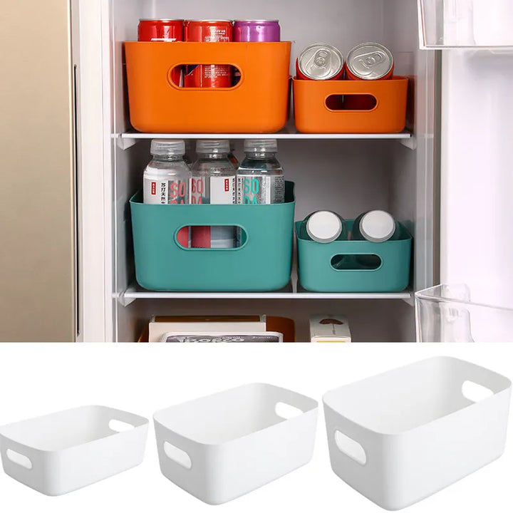 SkandiShop S/M/L Plastic Storage Box Kitchen Sundries Storage Baskets With Handle