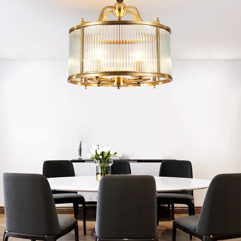 Modern Luxury Glass Chandelier Golden Copper