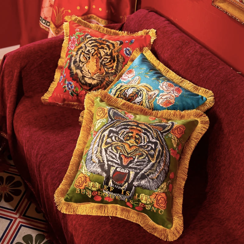 Velvet Tiger Flora Cushion Cover