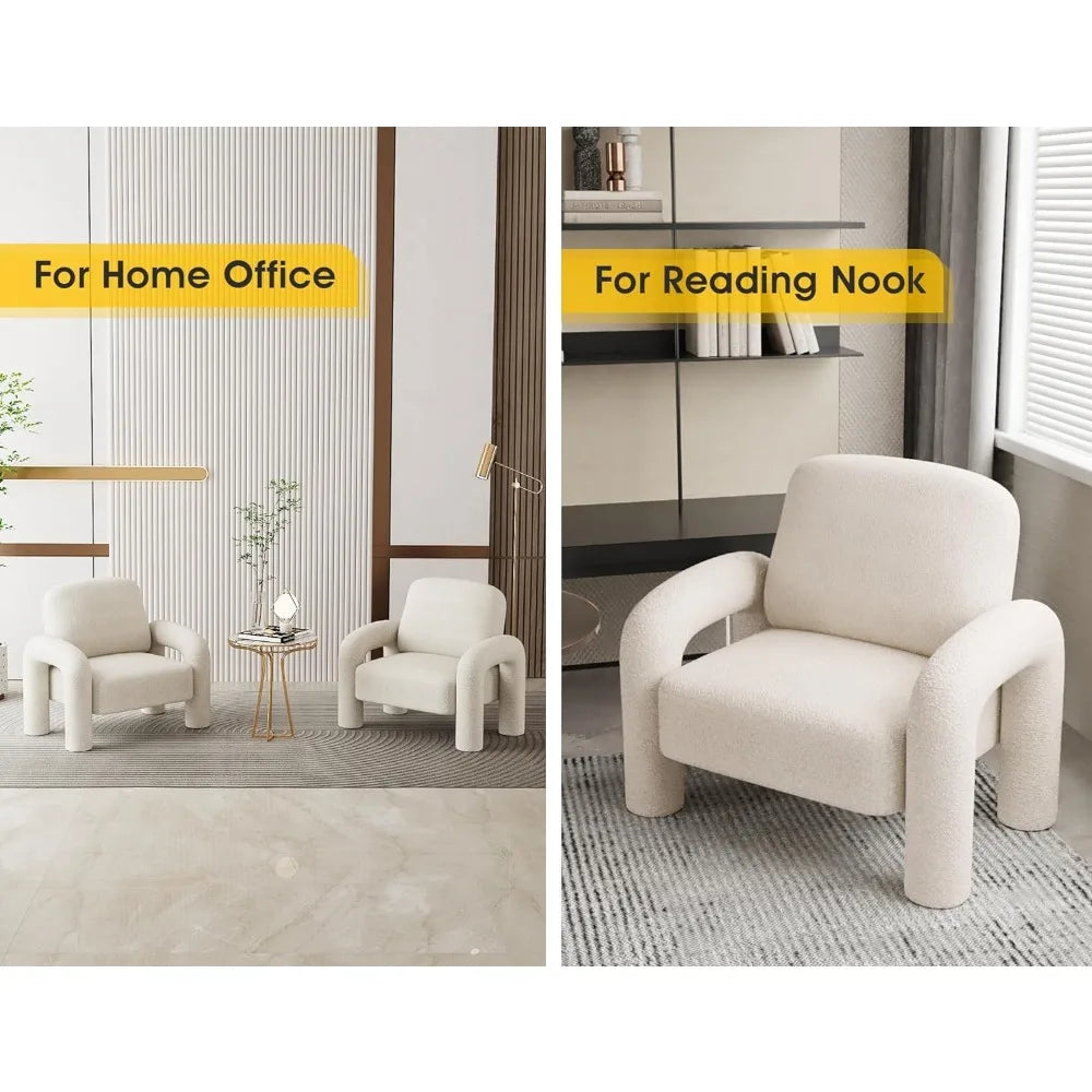 SkandiShop CozyTeddy Modern Accent Armchair