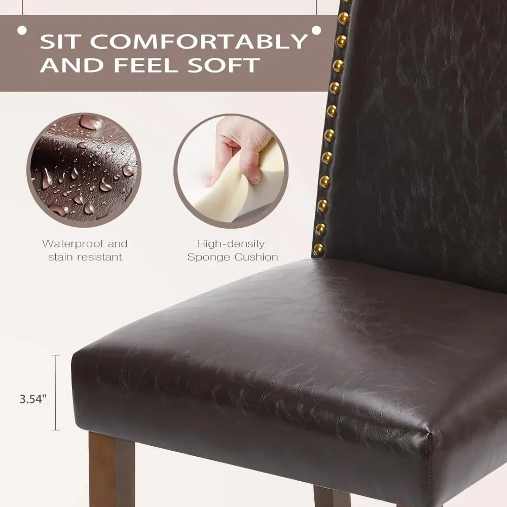 Klädda matstolar, set om 6, moderna klädda lädermatsalsstolar