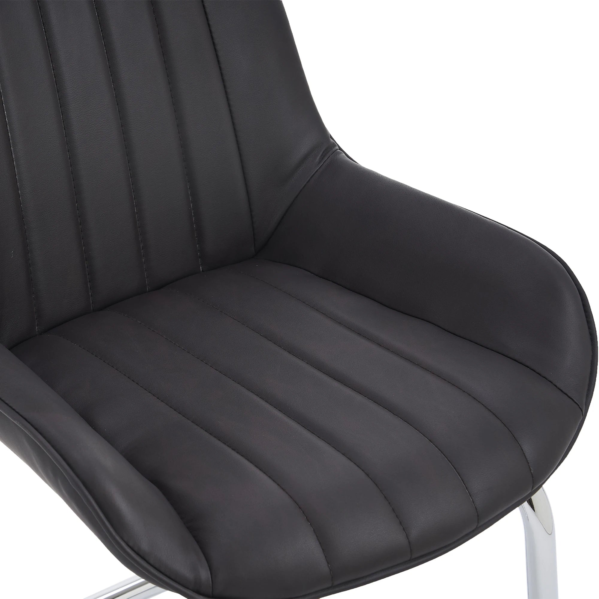 Black Iron Dining Chairs Set of 2 - Comfortable Foam Cushioned Office Chairs