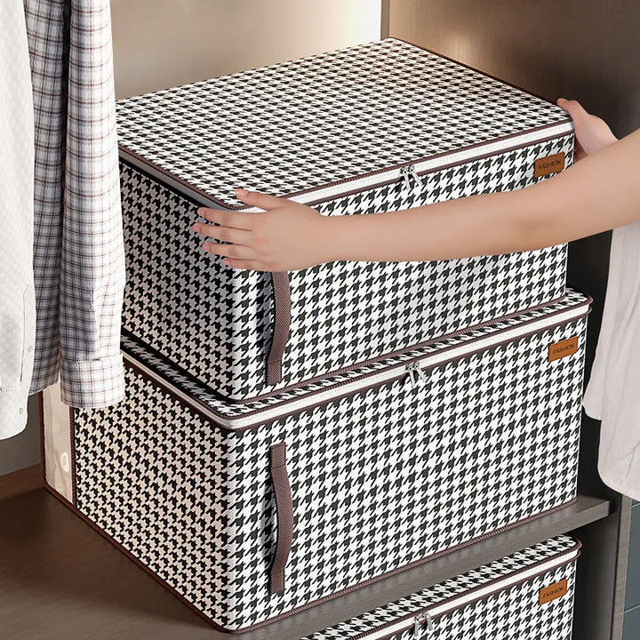 SkandiShop Checker Quilt Storage Box Dustproof