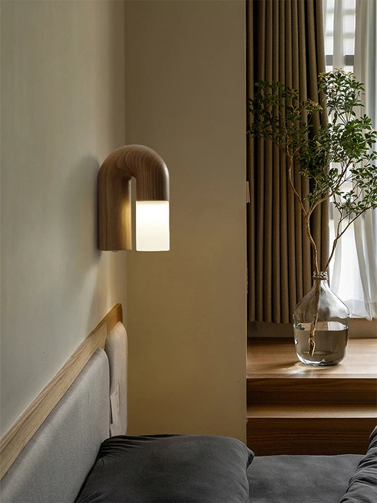 Retro Ash Wood & Acrylic Dimmable Table Lamp