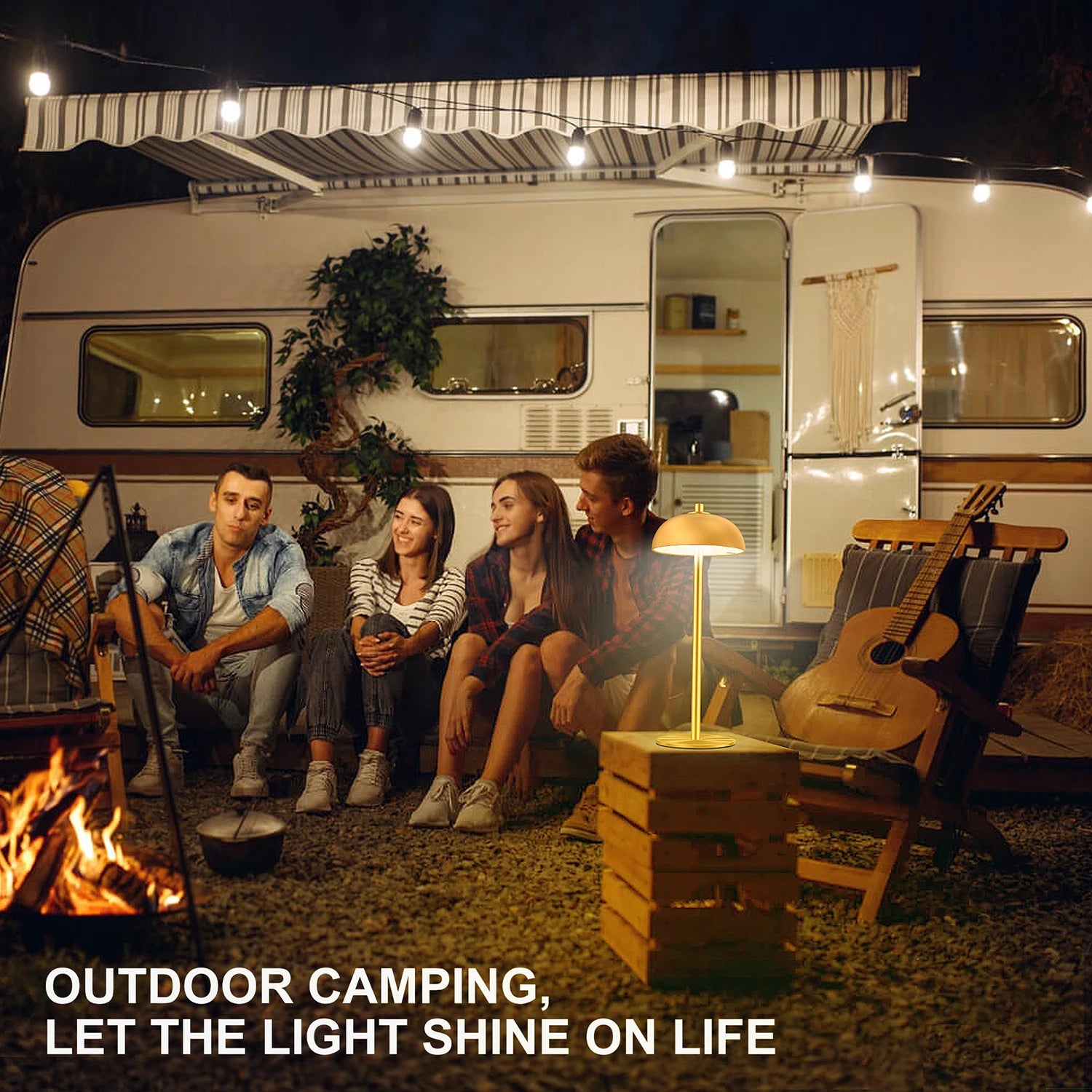 SkandiShop Bordslampa för Sovrum Uppladdningsbar Trådlös Touchlampa