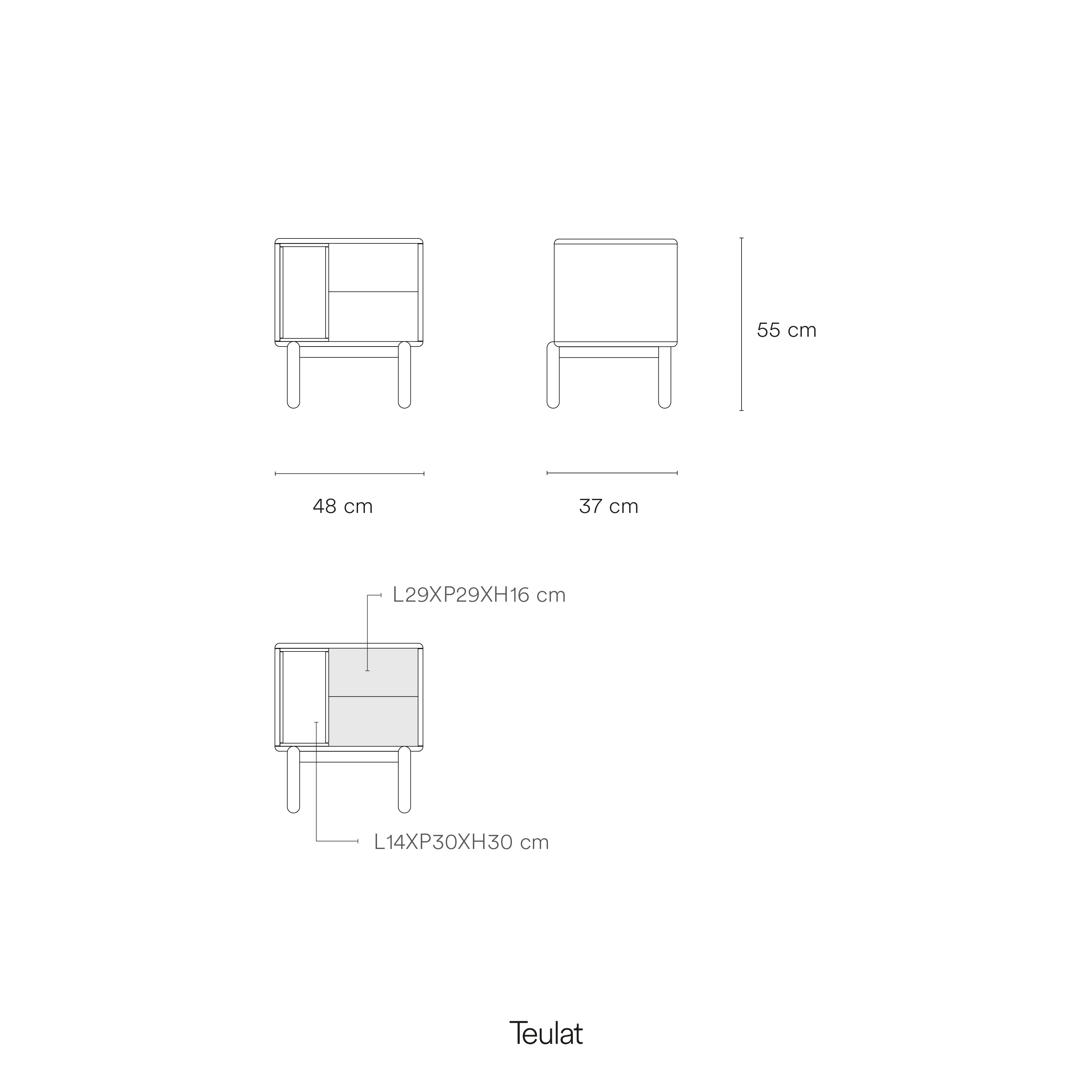 Bedside Table Corvo 2C1H Cream
