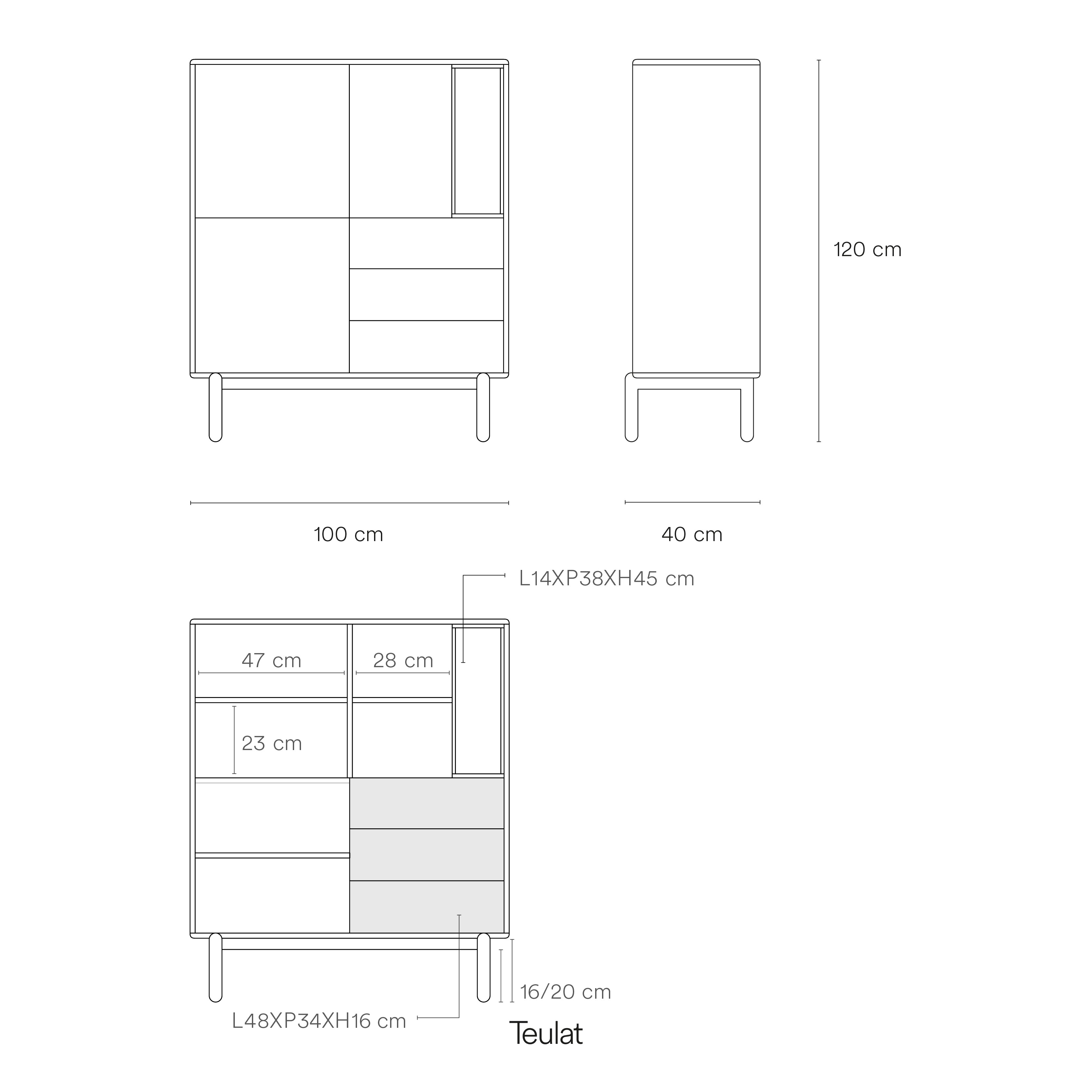 Occasional Cabinet Corvo 3D3Dr1H Anthracite Gray
