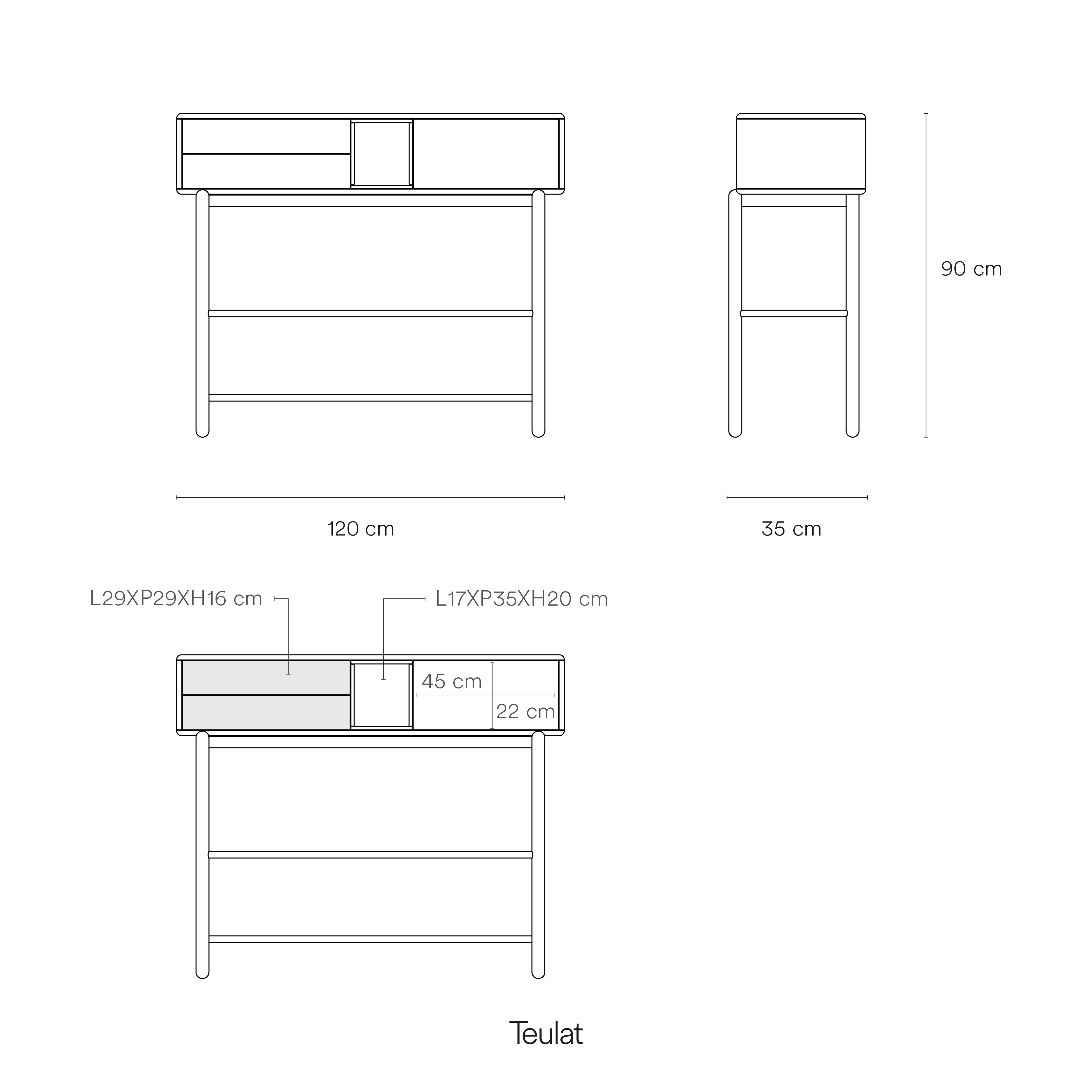 Console Corvo 1D2Dr Anthracite Gray