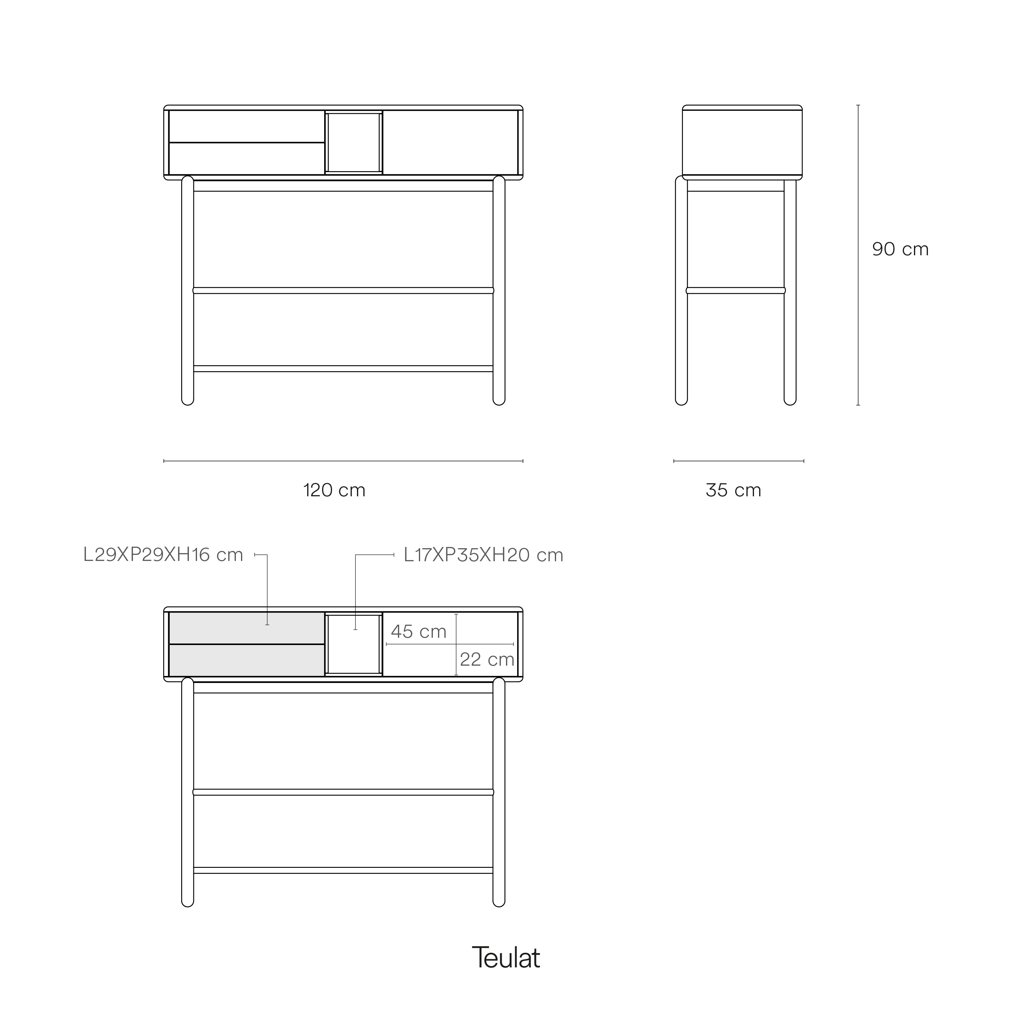 Console Corvo 1D2Dr Pearl Grey