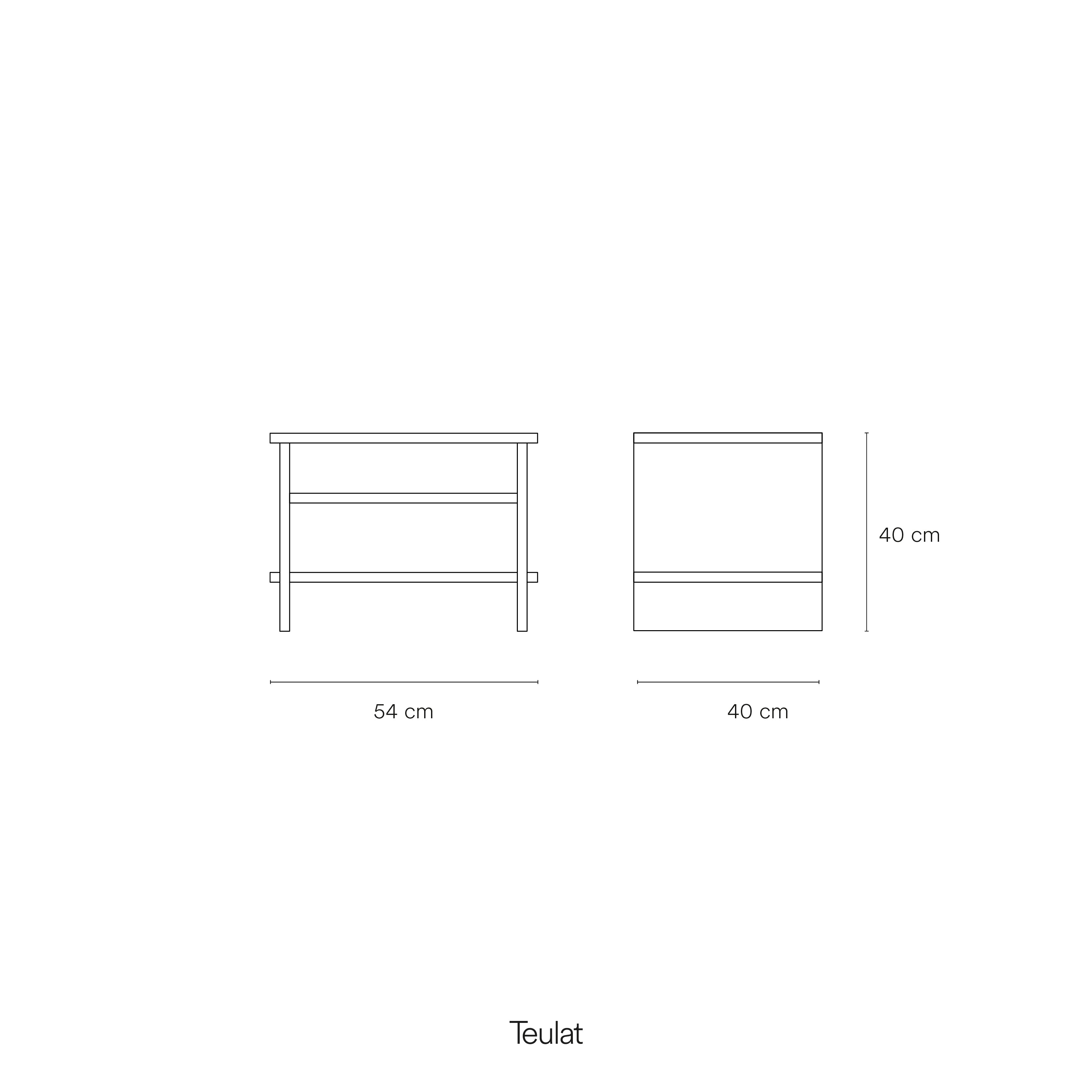 Bedside Table Inari 2 Shelves Pearl Grey/Brick