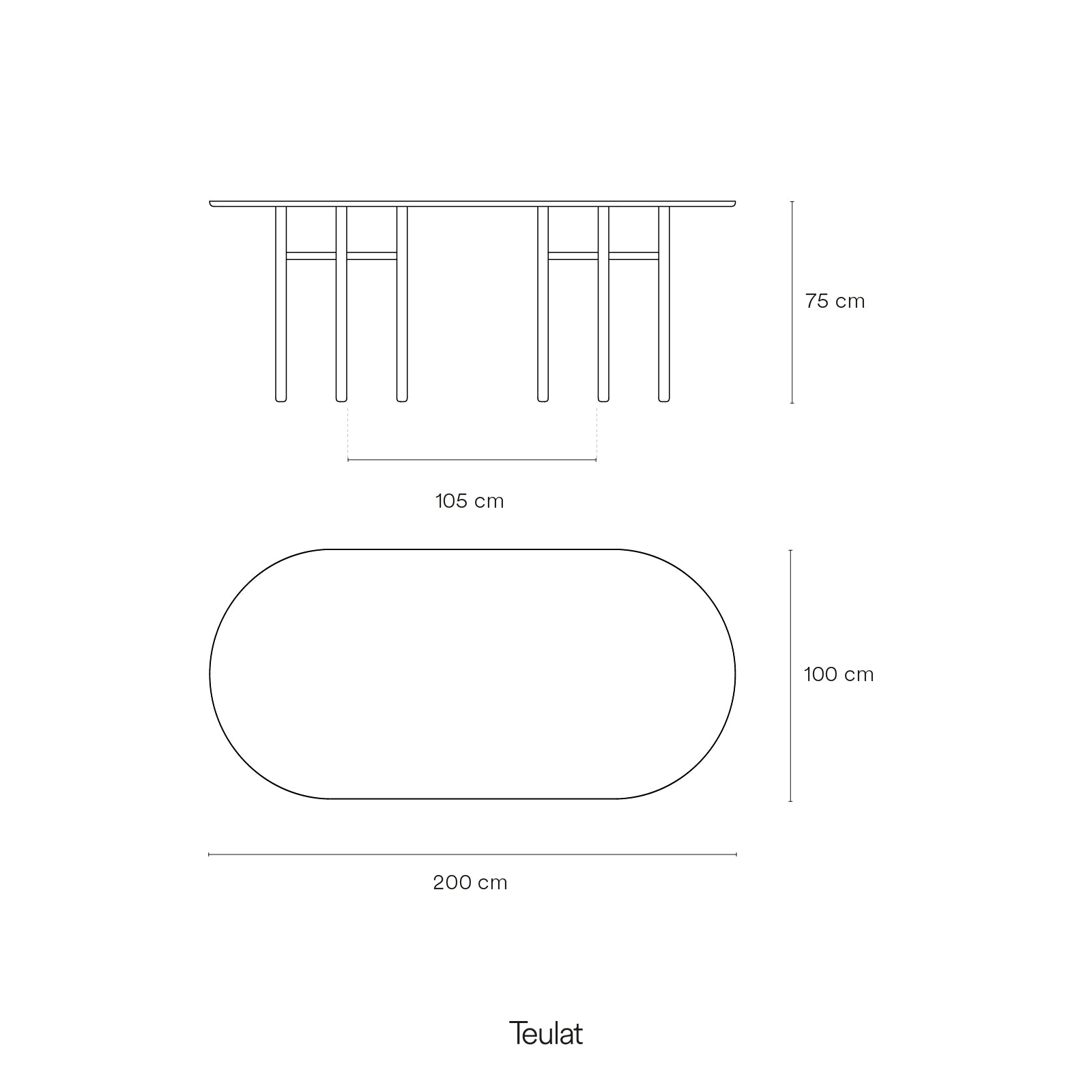 Oval Table Junco 200X100 Black