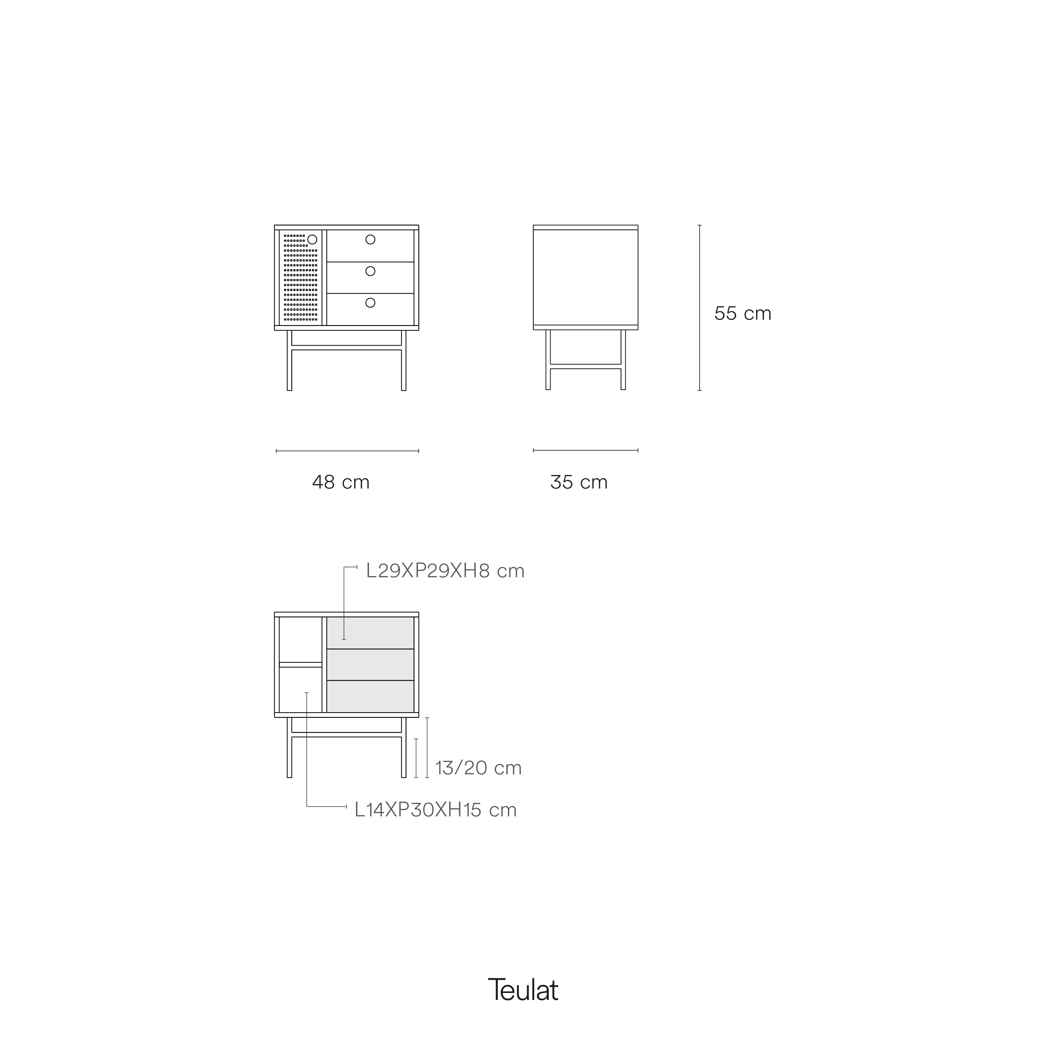 Bedside Table Punto 1D3Dr White