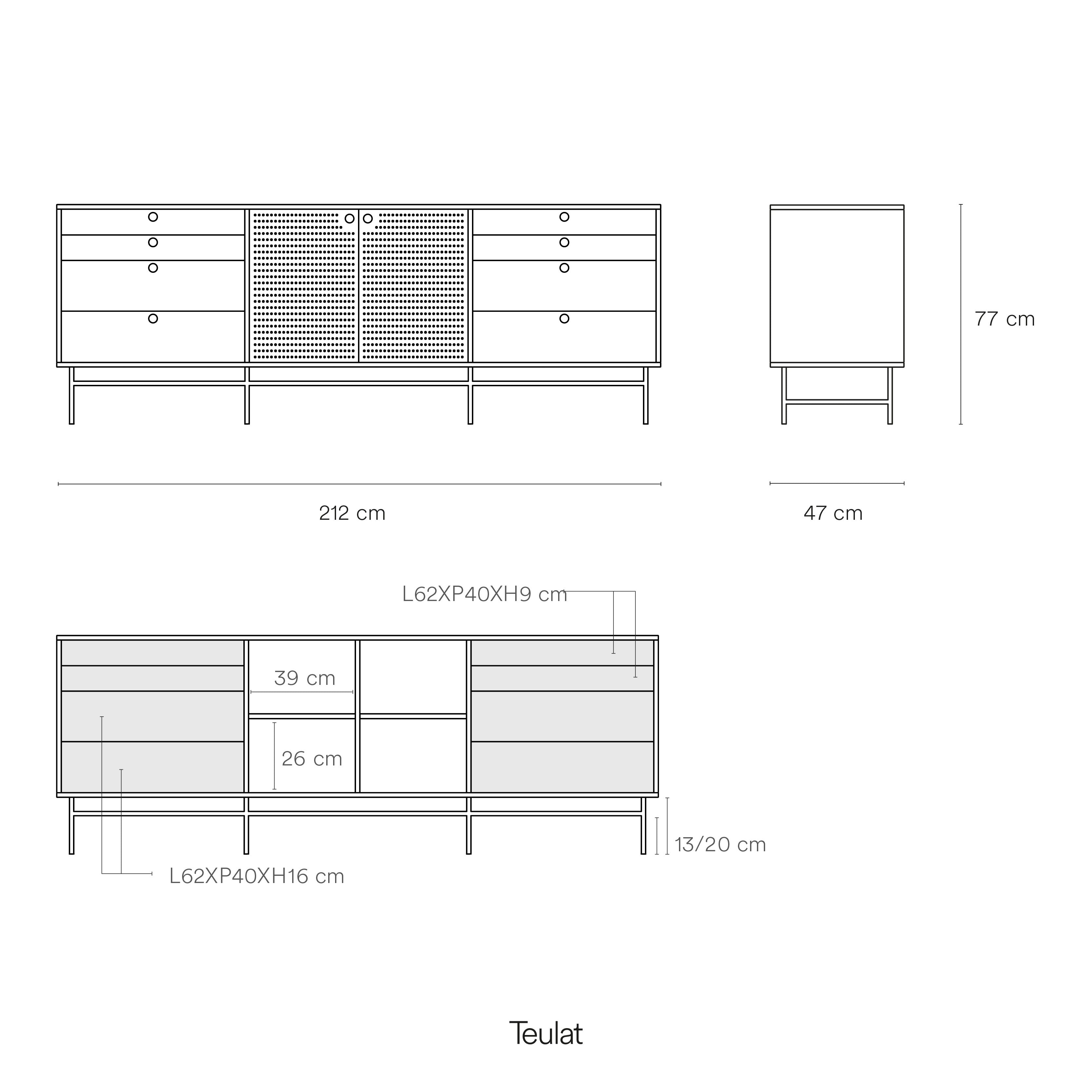 PUNTO Sideboard in Dark Green & Black by Teulat