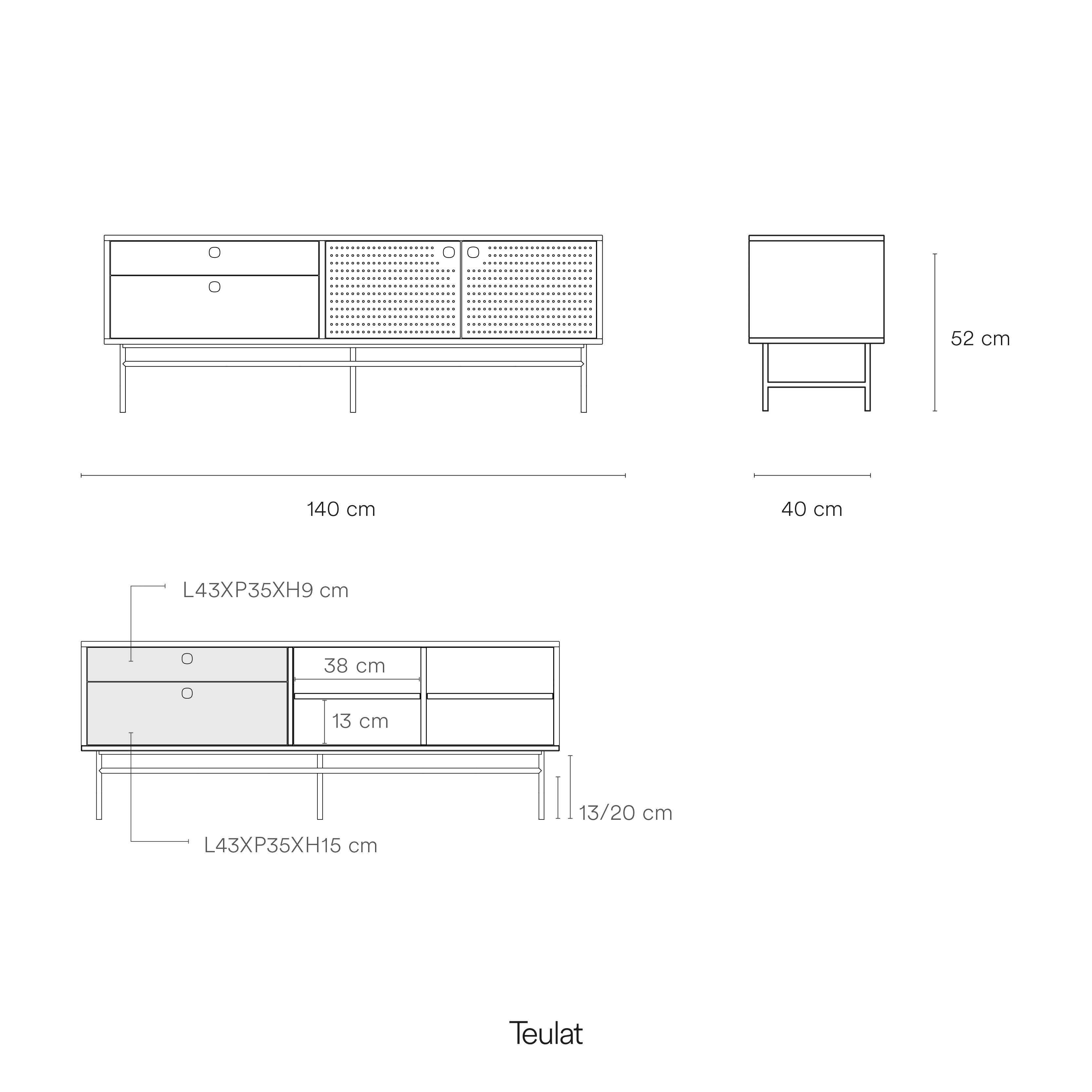 Tv Cabinet Punto 2D2Dr 140Cm Black/Blue-Gr.Antr