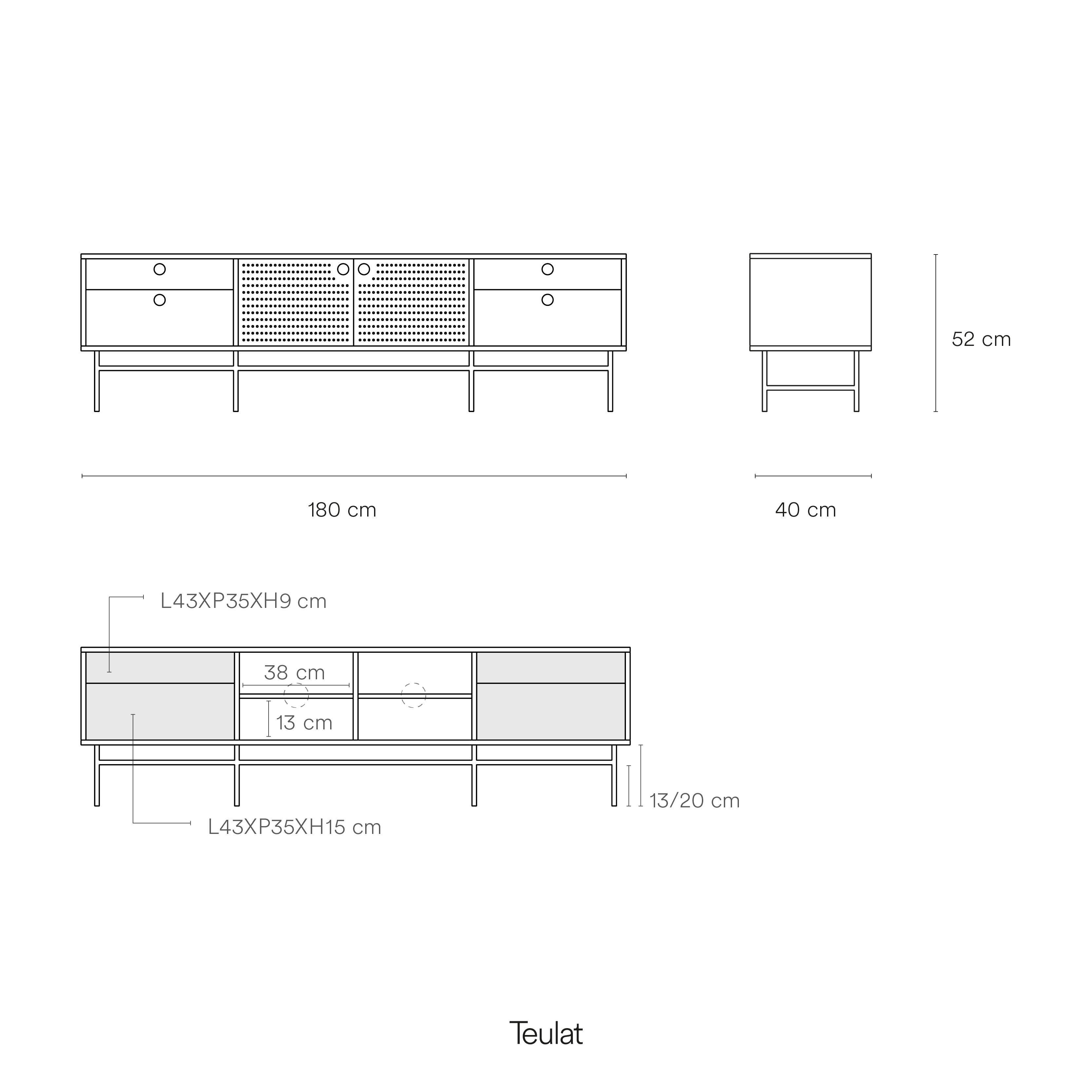 Tv Cabinet Punto 2D4Dr Black/Dark Green