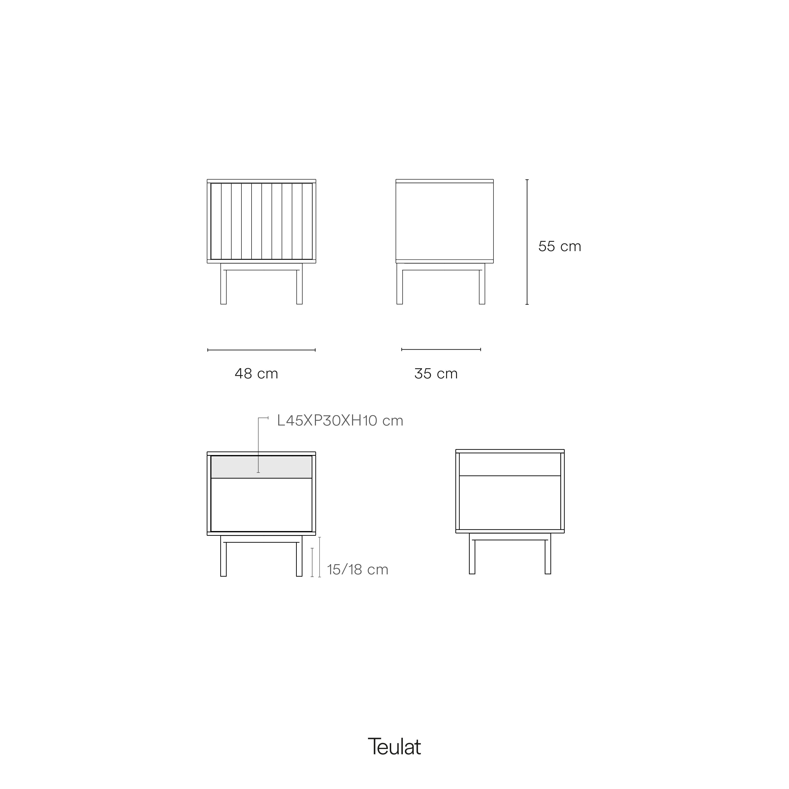 Bedside Table Sierra 1 Front, 2 Inner Drawers Whit