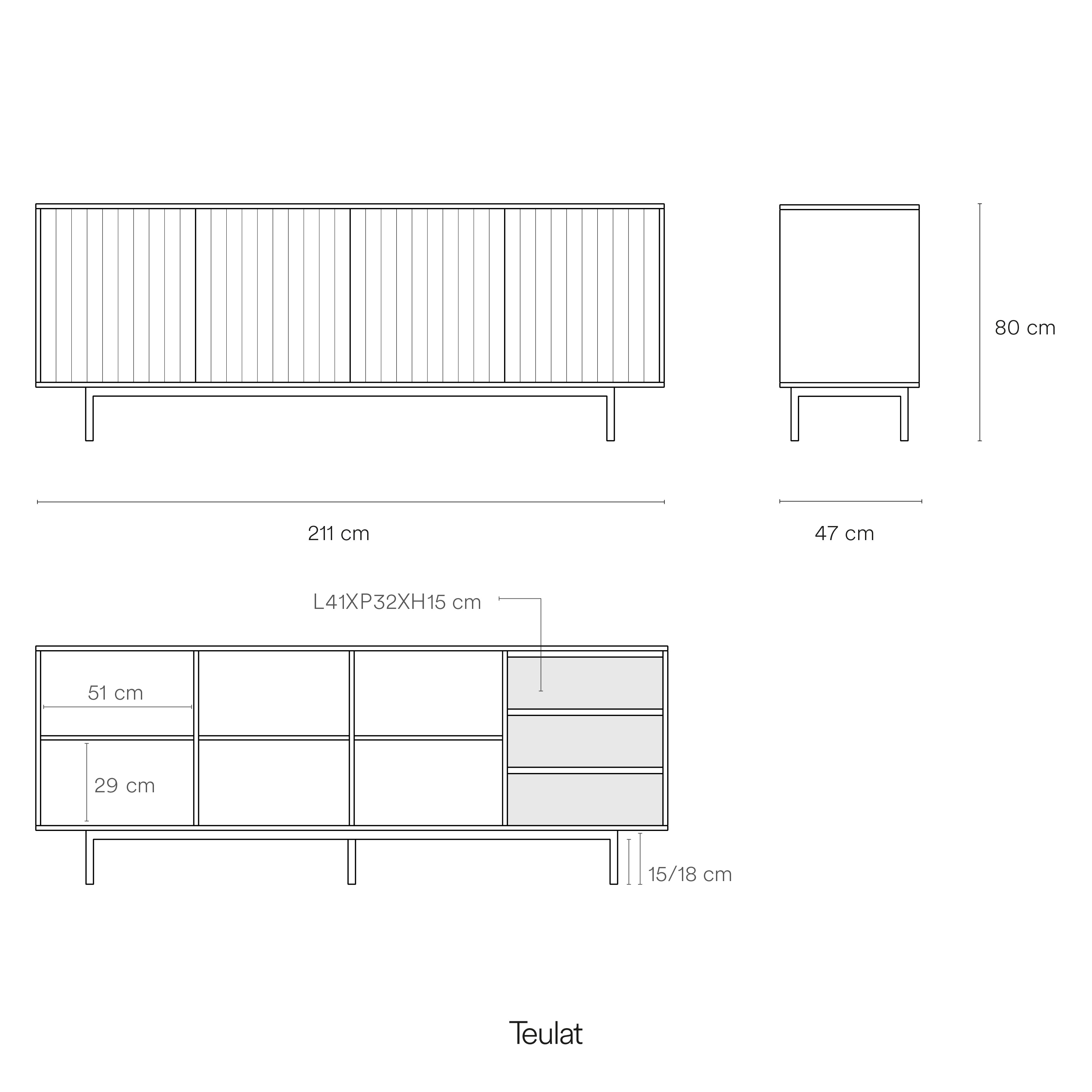 Sideboard Sierra 4D/3Inner Drawer Black