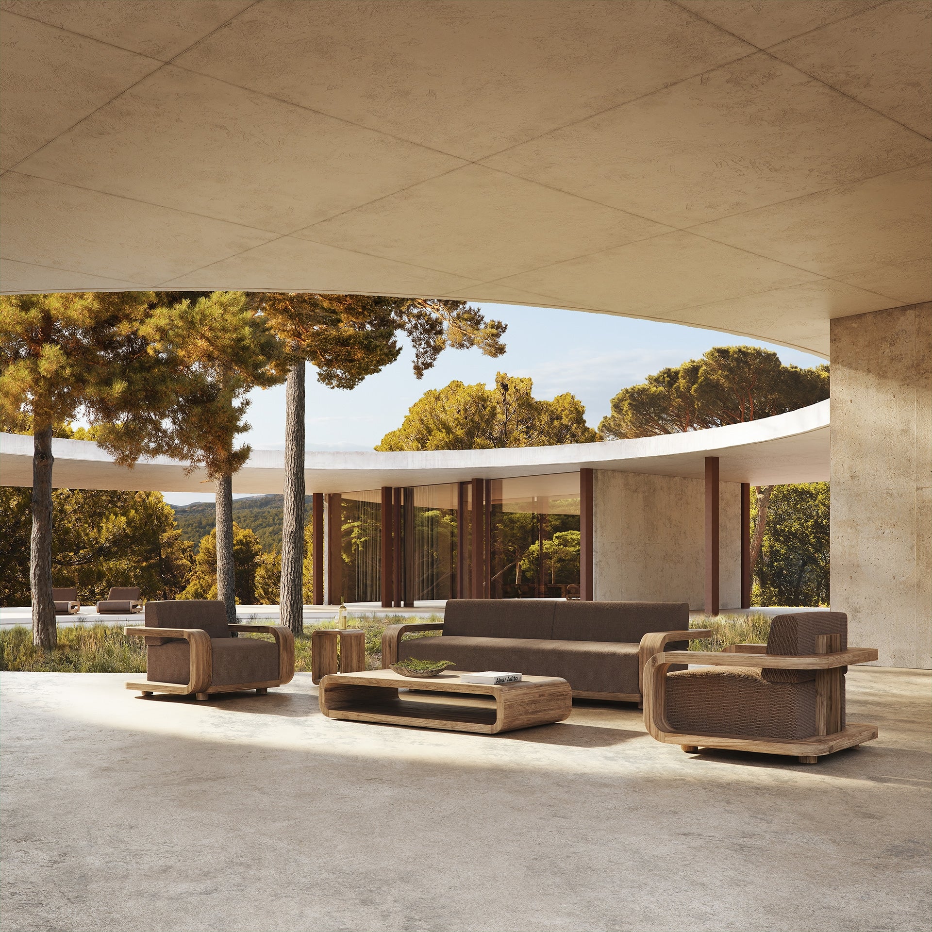 Corba Sculptural Wood Armchair - Curved Organic Design