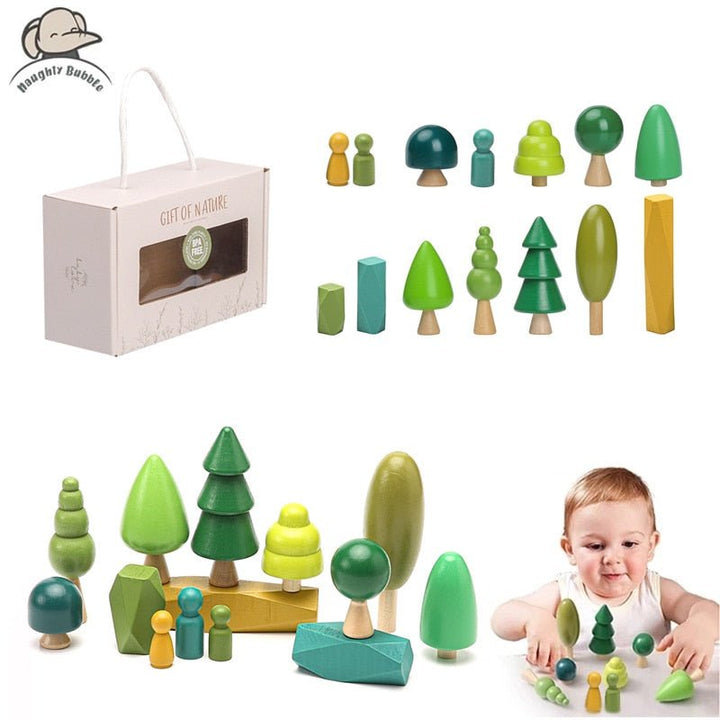 1Set Wooden Natural Simulation Tree Wooden Toys for Children