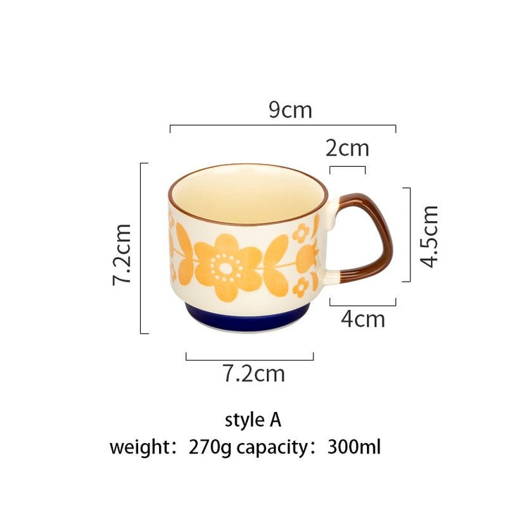 300ml Retro Flower Coffee Mug