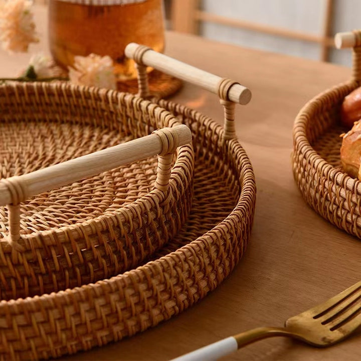 Eco-friendly Food Storage Platters Plate Rattan