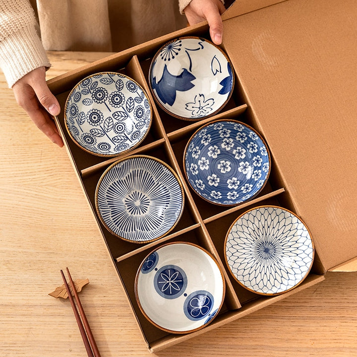 SkandiShop 6pc Japanese Ceramic Rice Bowl Set