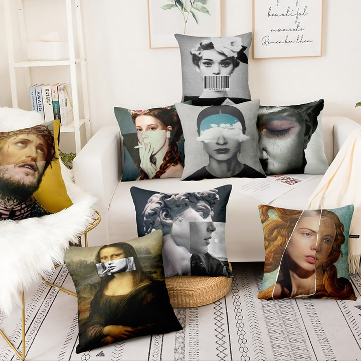 Abstract Artistic Figures Poster Printed Pillowcase