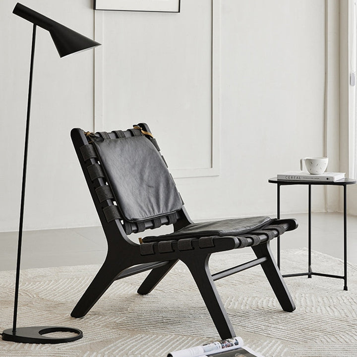 SkandiShop Retro Solid Wood Leather Saddle Chair