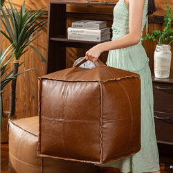 SkandiShop Moroccan Style Cushion PU Leather Ottoman
