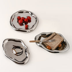 SkandiShop Ceramic Silver Plated Plate