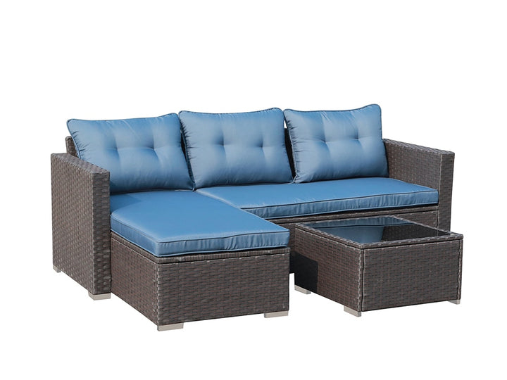 SkandiShop 3PCS Outdoor Patio Furniture Sofa Set All-Weather Wicker
