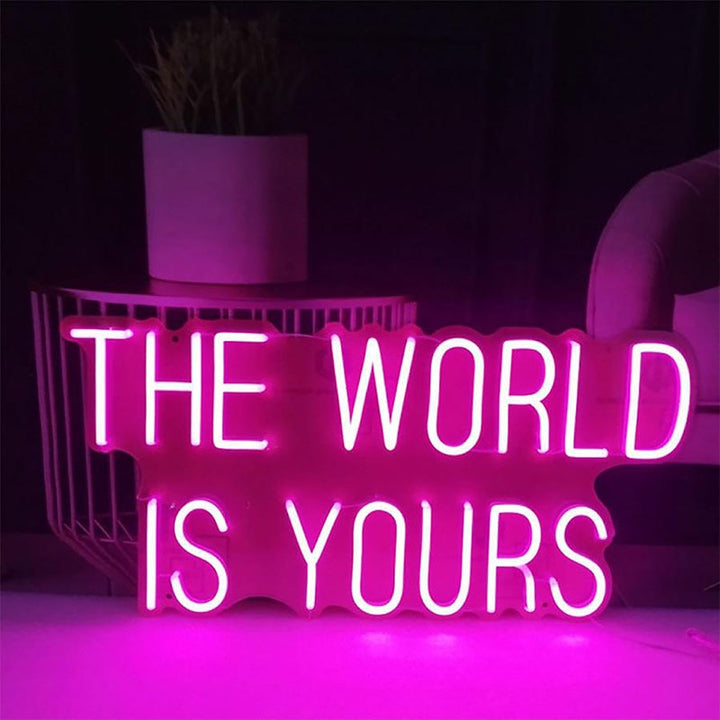 The World is Yours Pink Neon Light