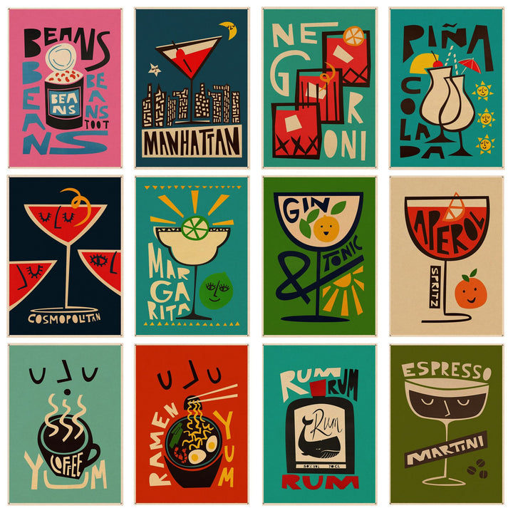 Vintage styled food posters