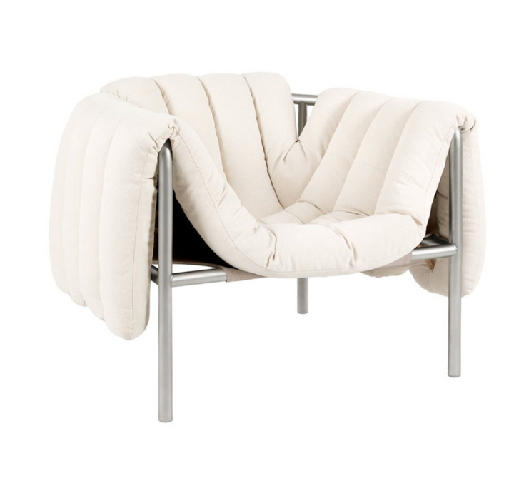 Puffy lounge chair, natural - stainless steel