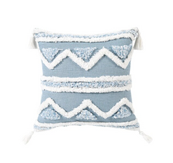 New Blue Geometric Tufted Pillowcase with Long Waist Pillowcase Bedroom Sofa Double Pillow Baby Pillows Cute Pillow