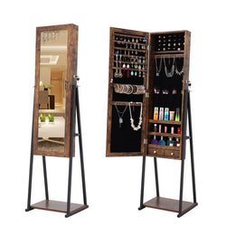 SkandiShop Vertical jewelry cabinet jewelry storage mirror cabinet