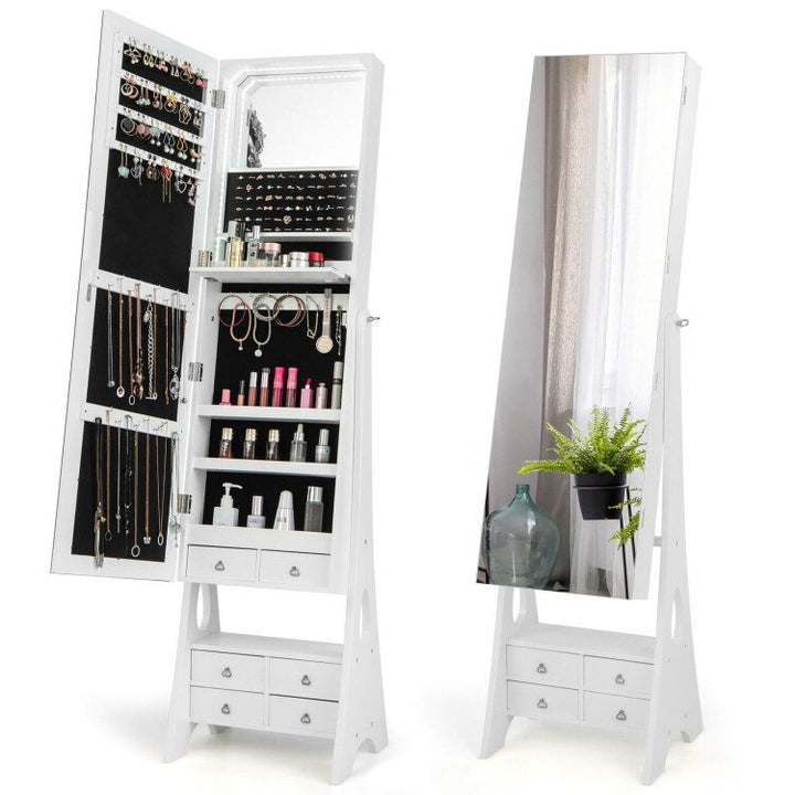 SkandiShop Vertical jewelry cabinet jewelry storage mirror cabinet